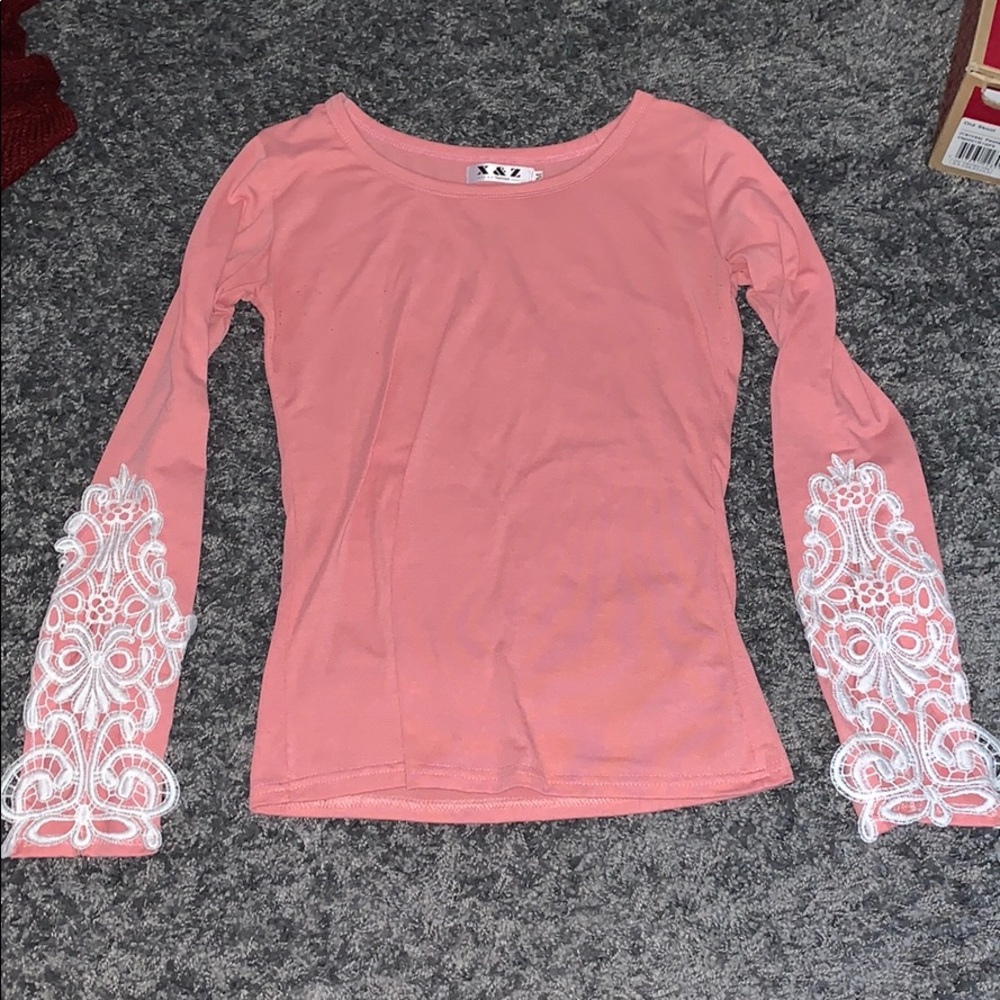 Pink Long-sleeve with lace detailing